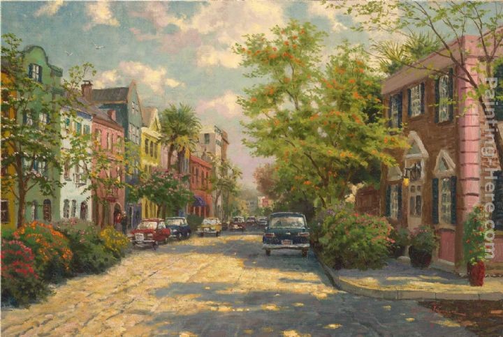 Thomas Kinkade Rainbow Row,Charleston